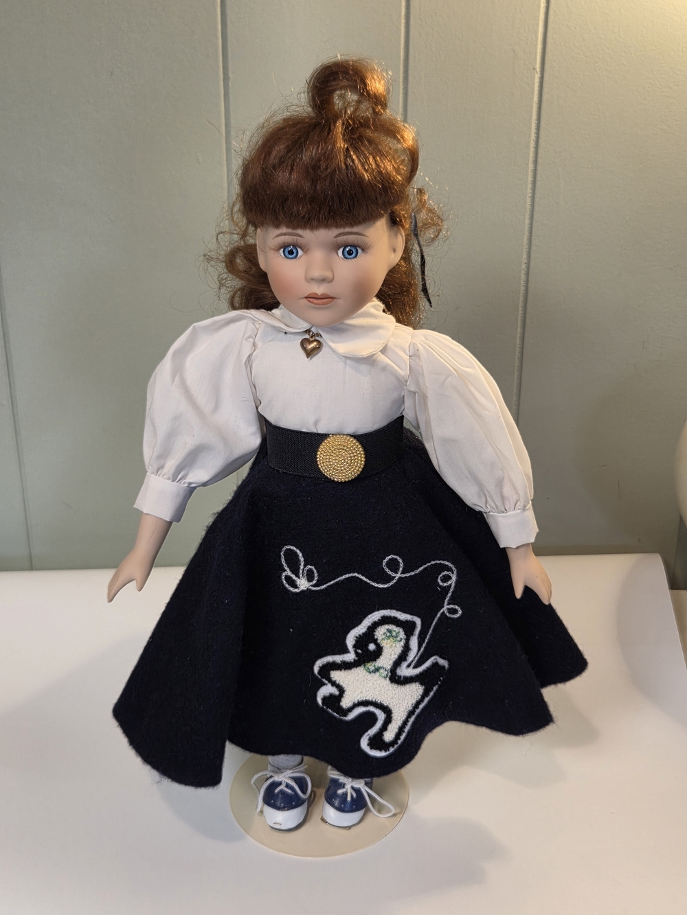Classic Vintage Style Black & White Doll with Blue Eyes